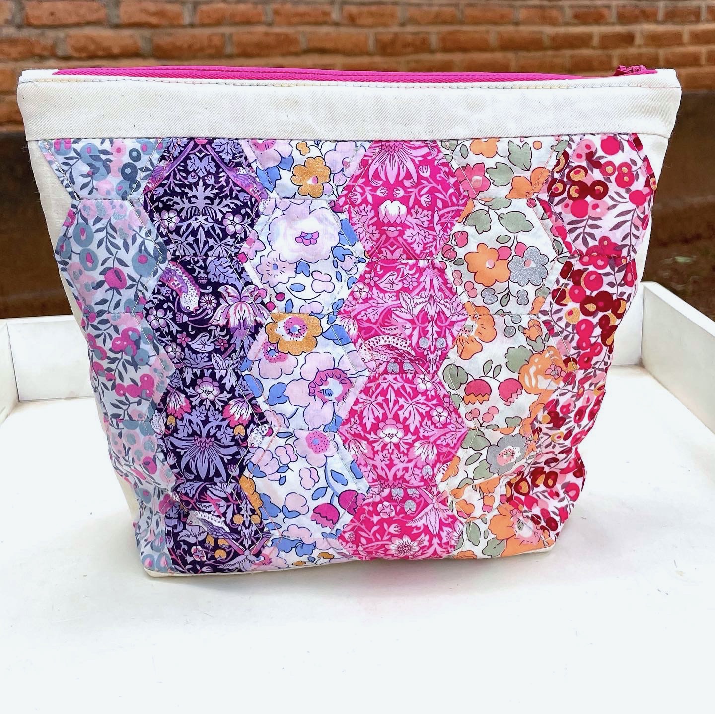 Make a Lace Zipper Pouch with a Hexagon Flower - Molly and Mama